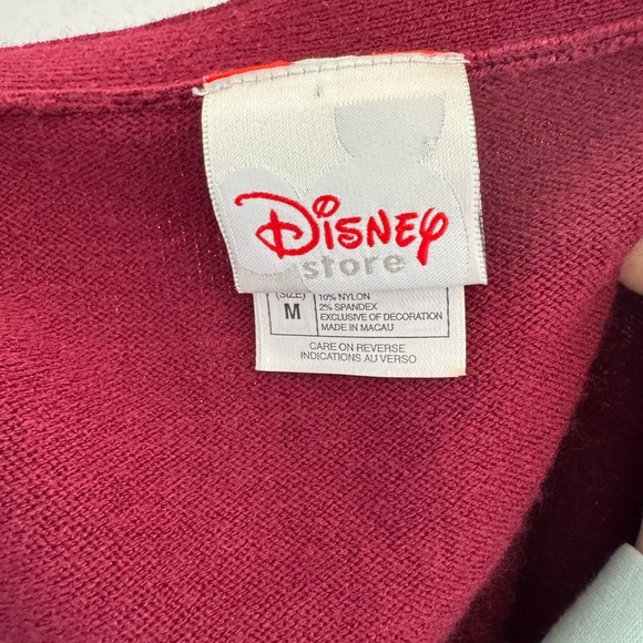Vintage Disney Store Red Long Line Cardigan Embroidered Mickey Floral Womens M - Picture 5 of 6